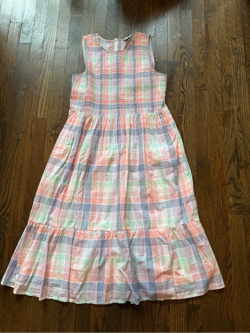 J. Crew Pastel Plaid Sleeveless Midi Dress